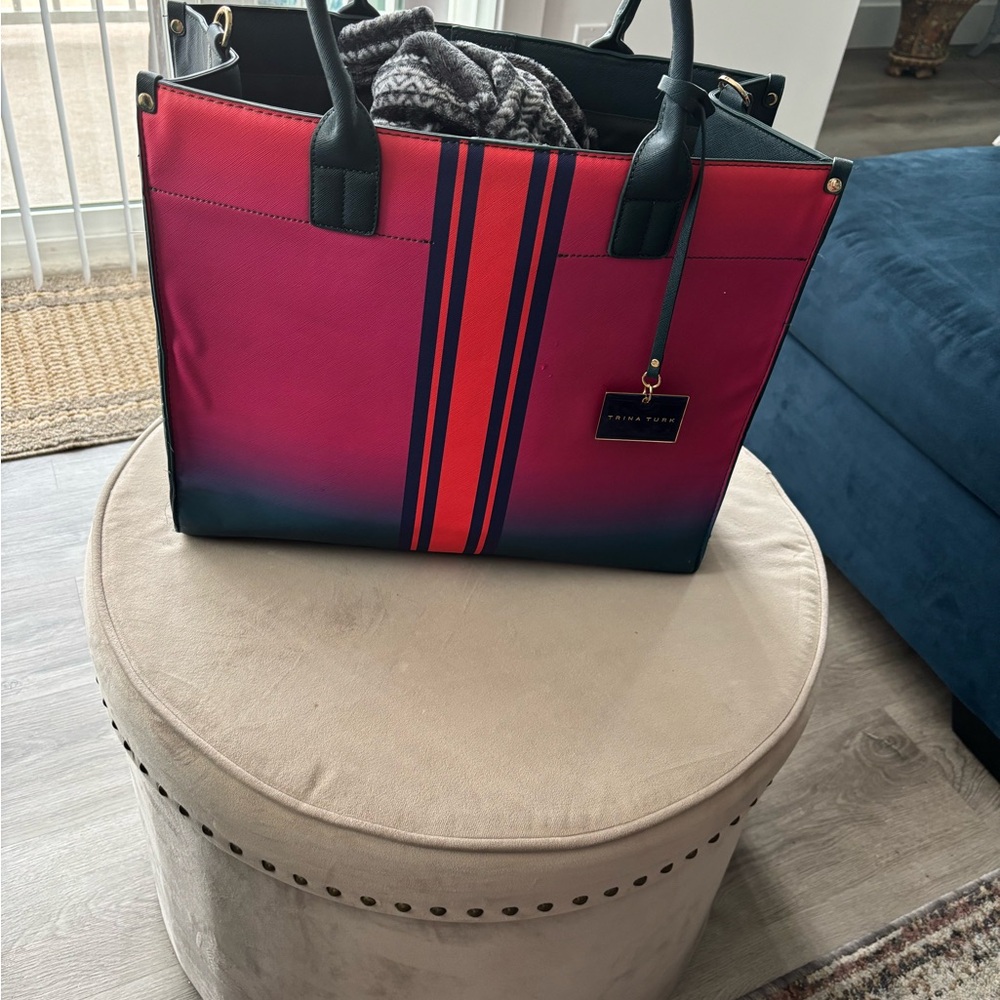 Trina Turk Vibrant Pink and Black Tote